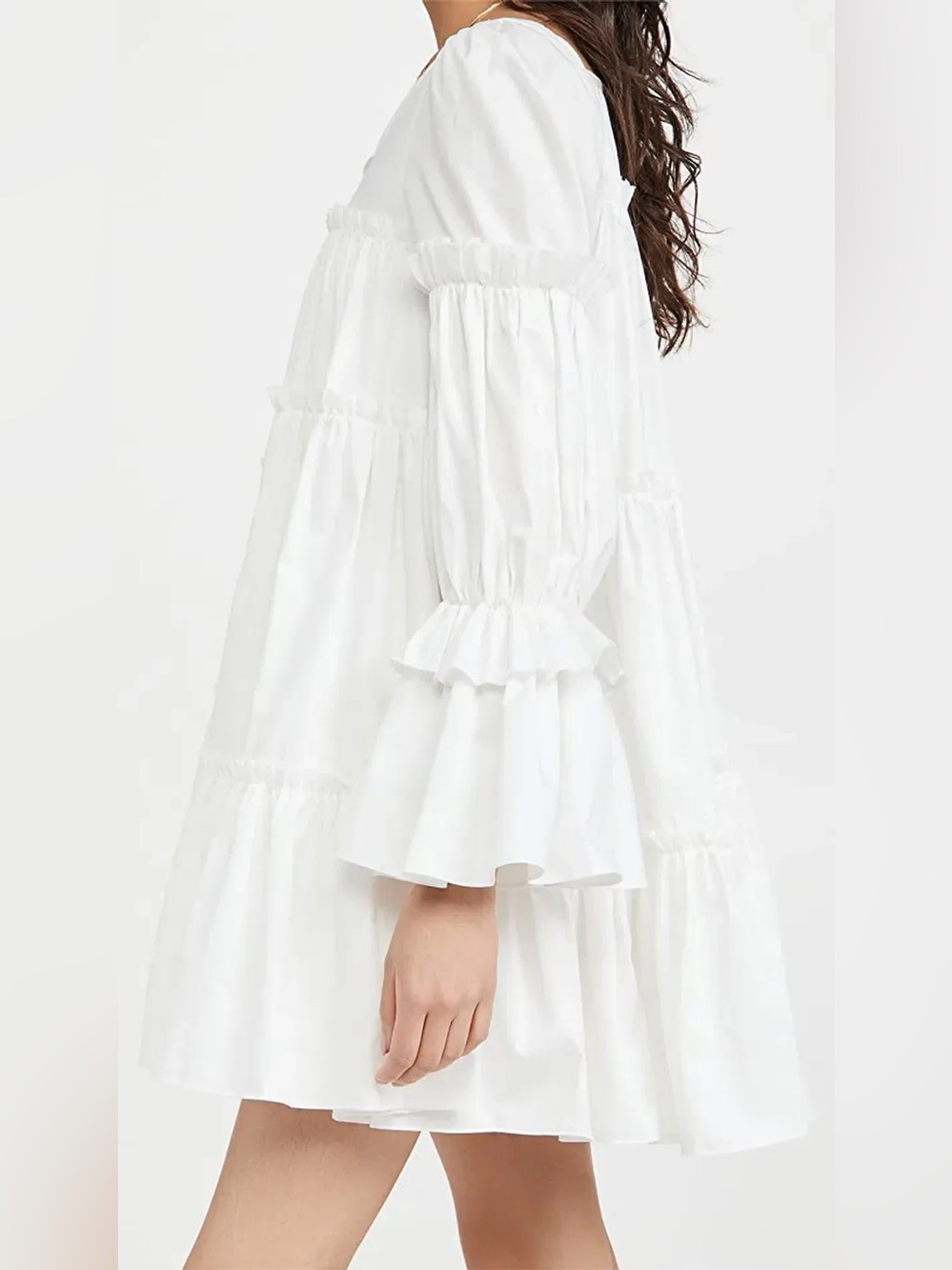 NWT Aje White Square Neck Ruffle Tiered Mini Dress Size 10 - Picture 9 of 14
